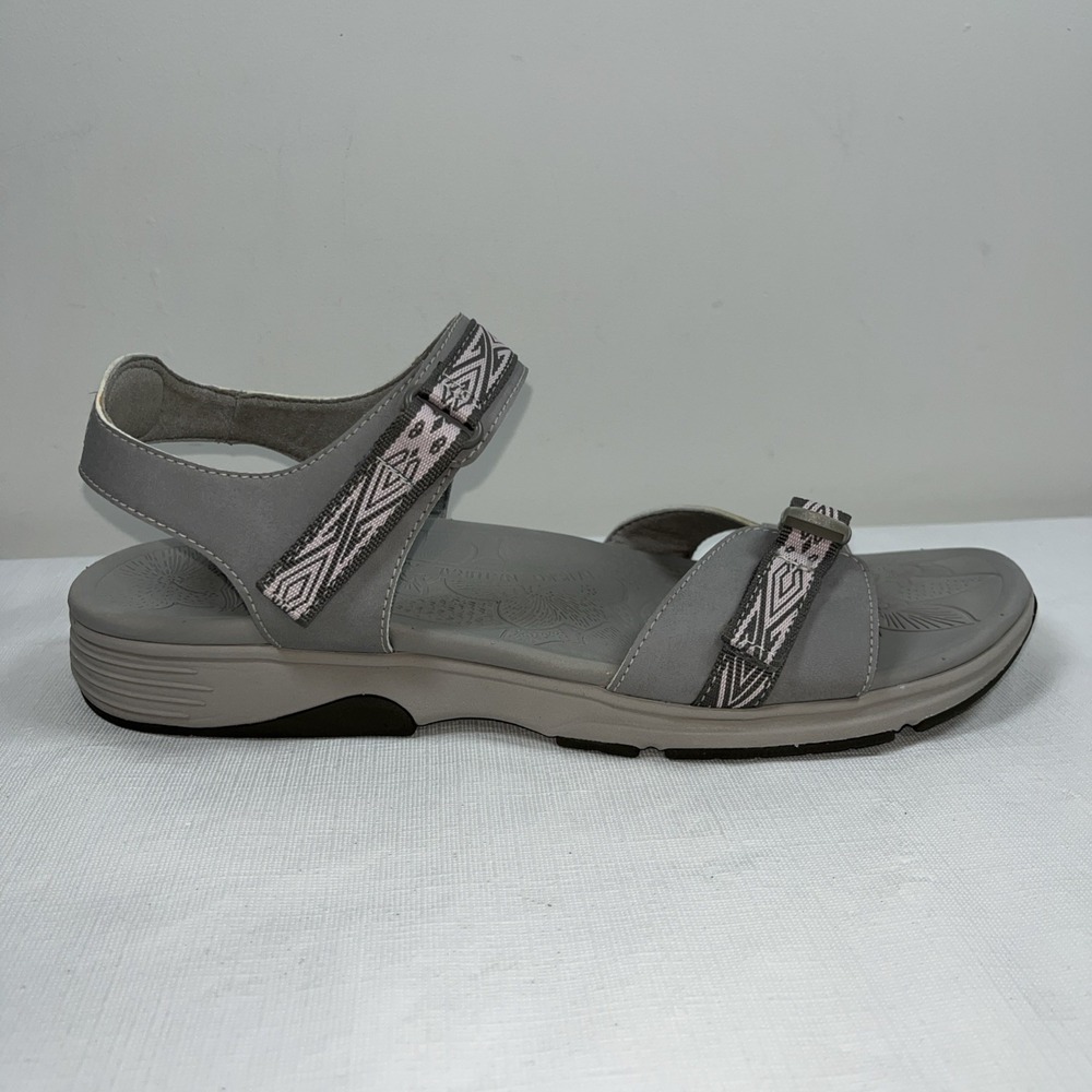 Dansko Womens Angie Sandals Strappy Comfort Shoes Leather Sport Gray 41 Festival
